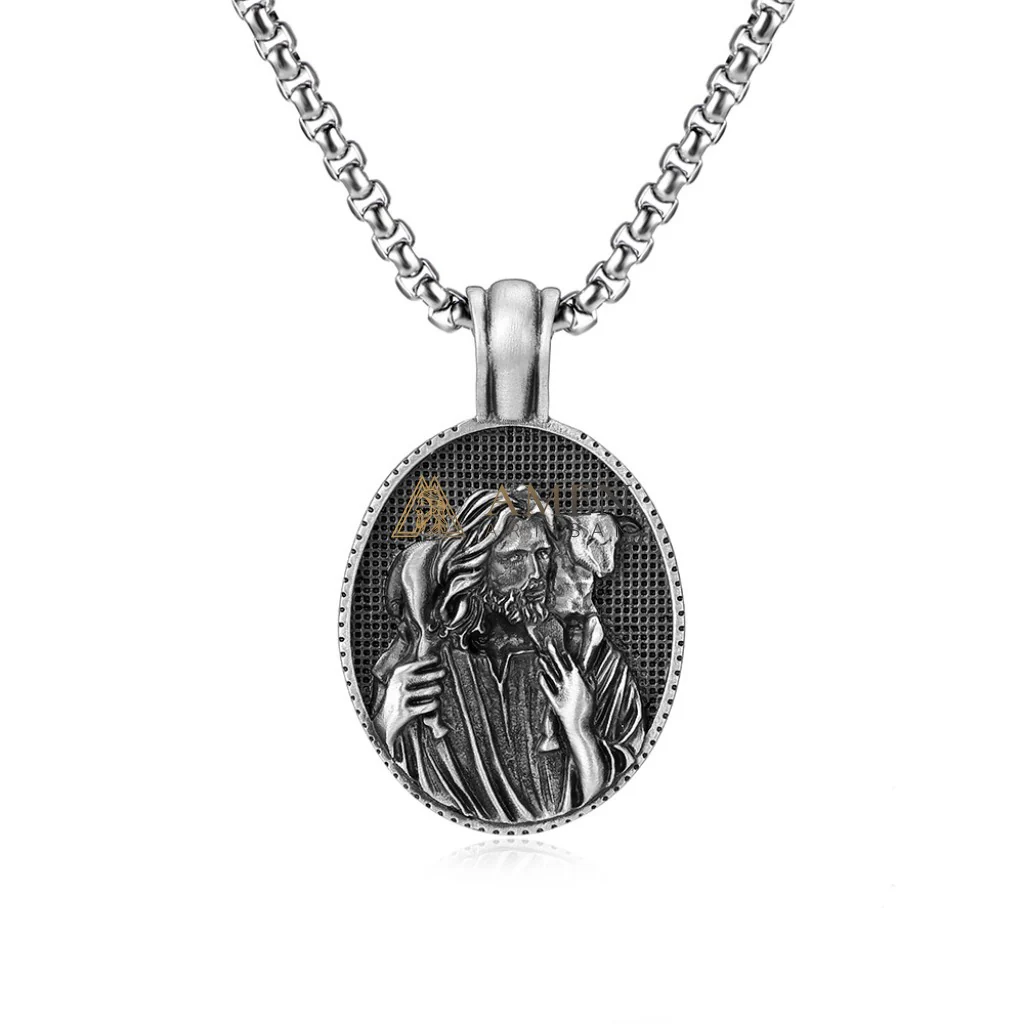 Jesus & Lamb Oval Pendant Necklace Amen Artisan - Image 4