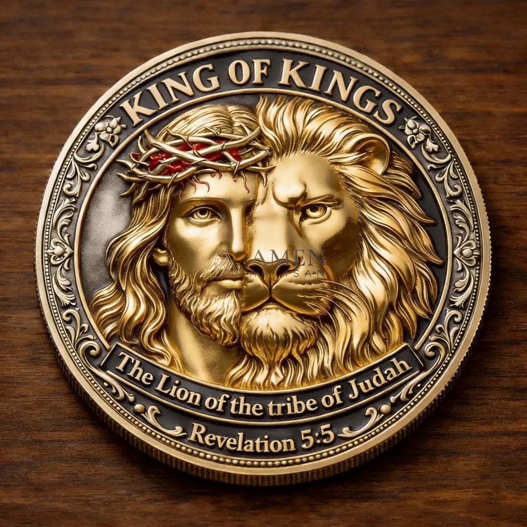Jesus & Lion of Judah Commemorative Coin Amen Artisan - Image 2