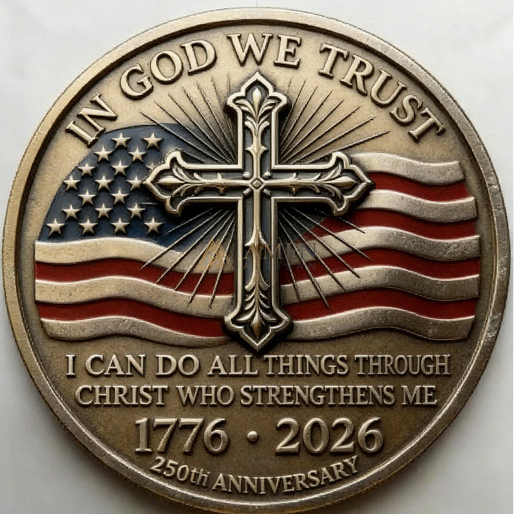 Jesus & Statue of Liberty Commemorative Coin Amen Artisan - Image 2