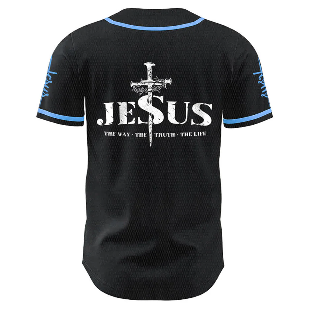 Jesus The Way Truth Life Baseball Jersey with Black Gold Faith Print — Faith - Image 14