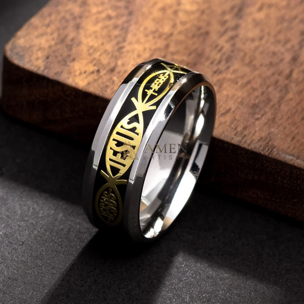 Jesus Titanium Steel Ring Amen Artisan