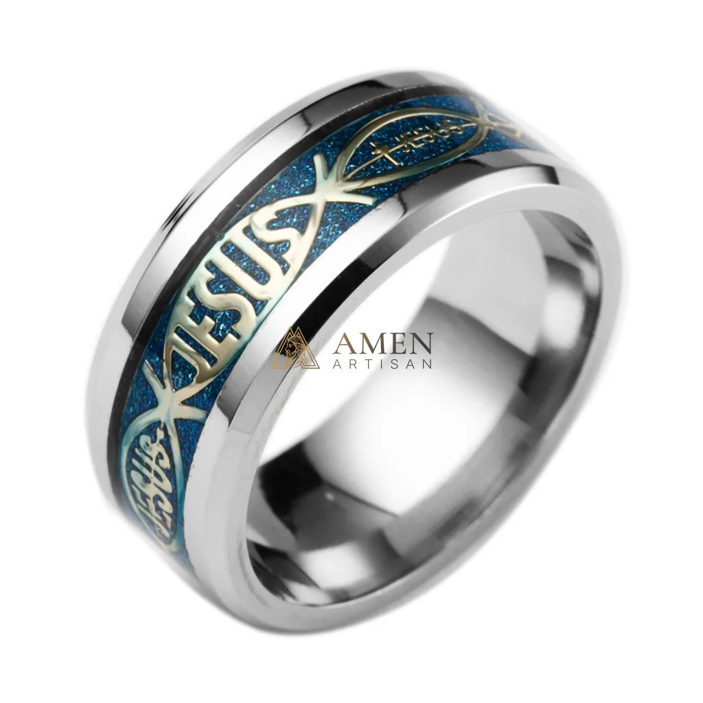 Jesus Titanium Steel Ring Amen Artisan - Image 10