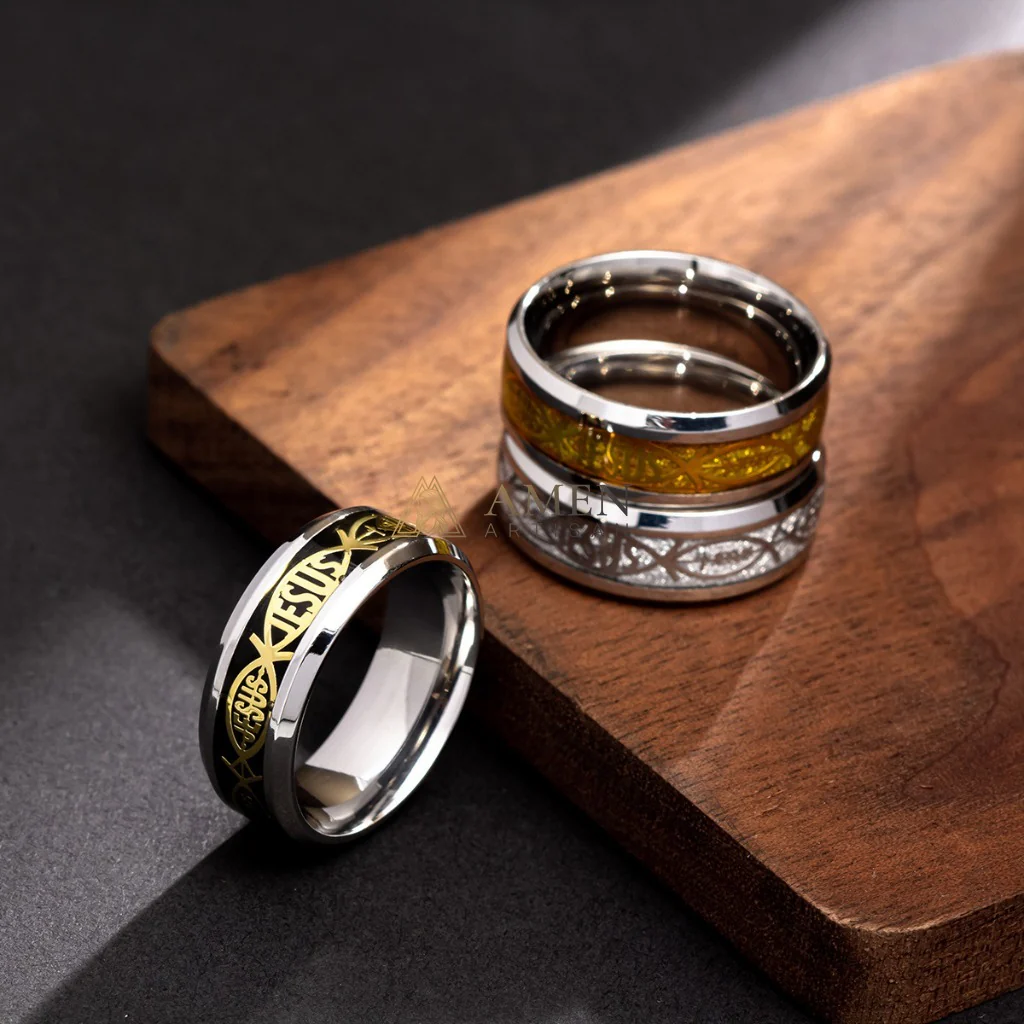 Jesus Titanium Steel Ring Amen Artisan - Image 2
