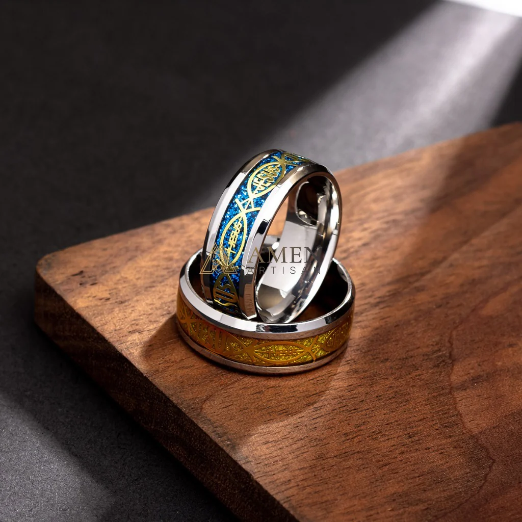 Jesus Titanium Steel Ring Amen Artisan - Image 3
