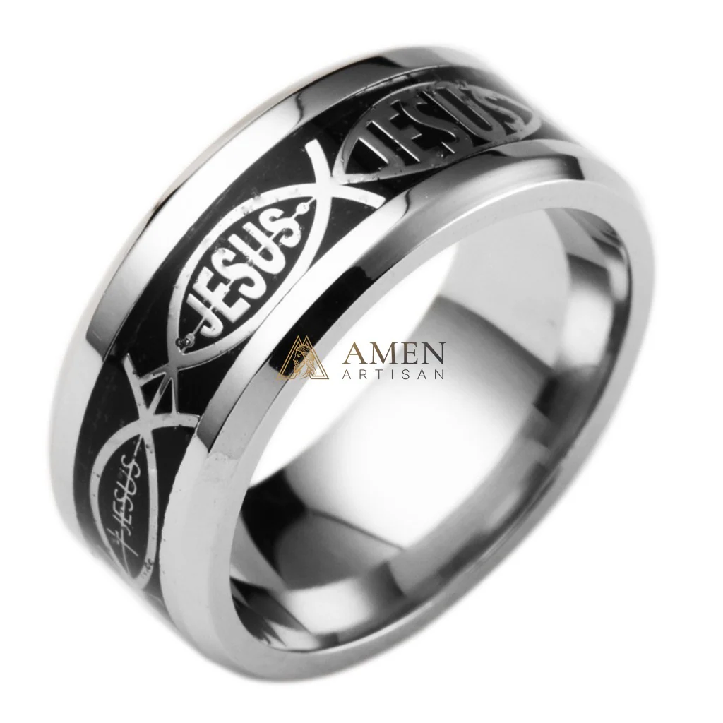 Jesus Titanium Steel Ring Amen Artisan - Image 7