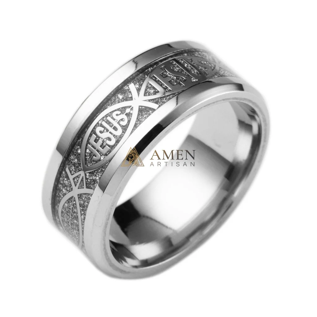 Jesus Titanium Steel Ring Amen Artisan - Image 8