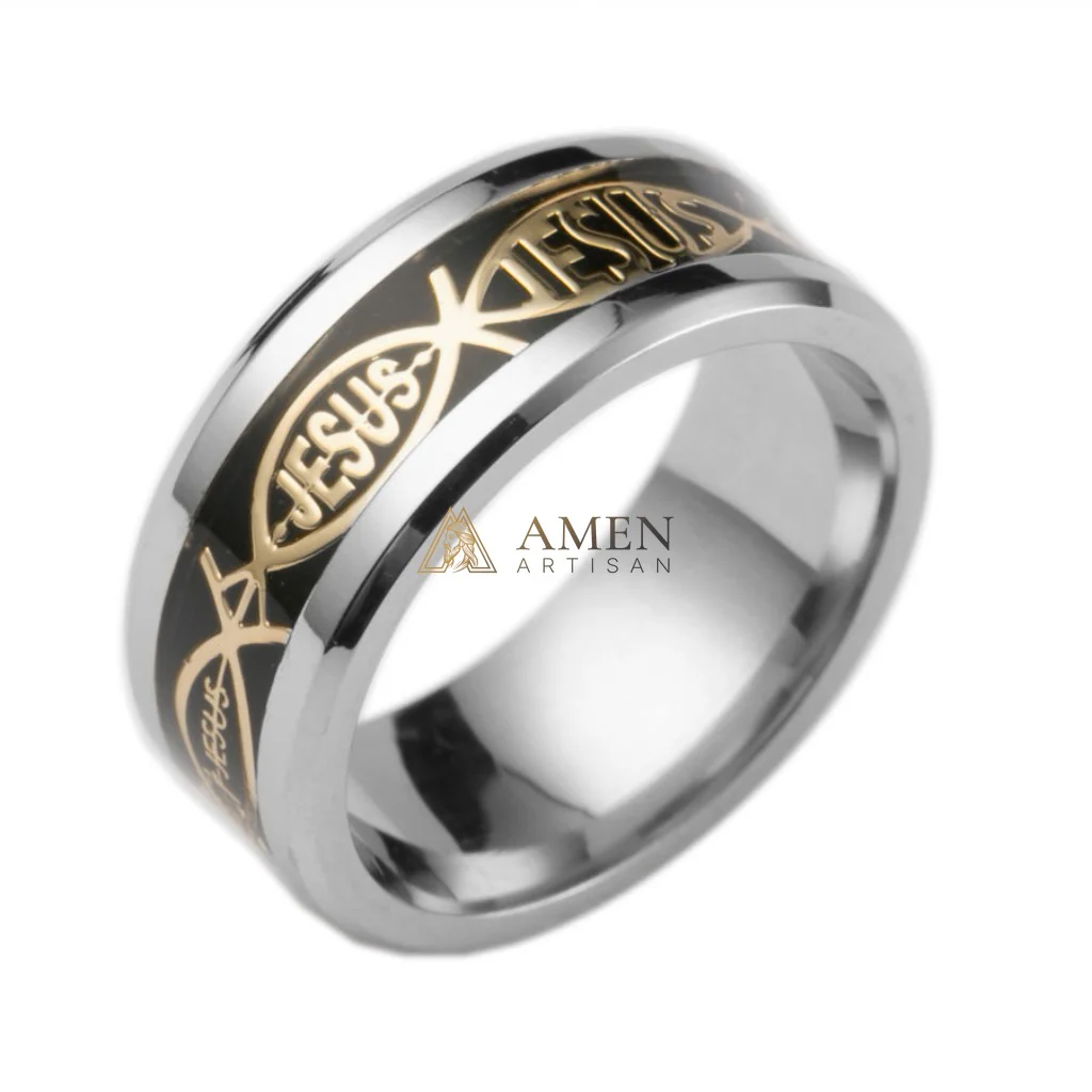 Jesus Titanium Steel Ring Amen Artisan - Image 9