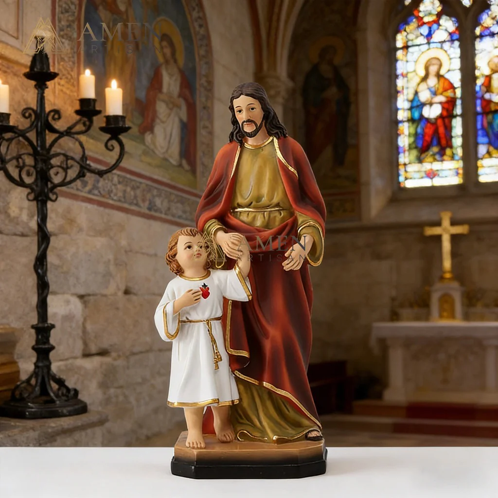 Jesus with Children Statue Amen Artisan - Image 3