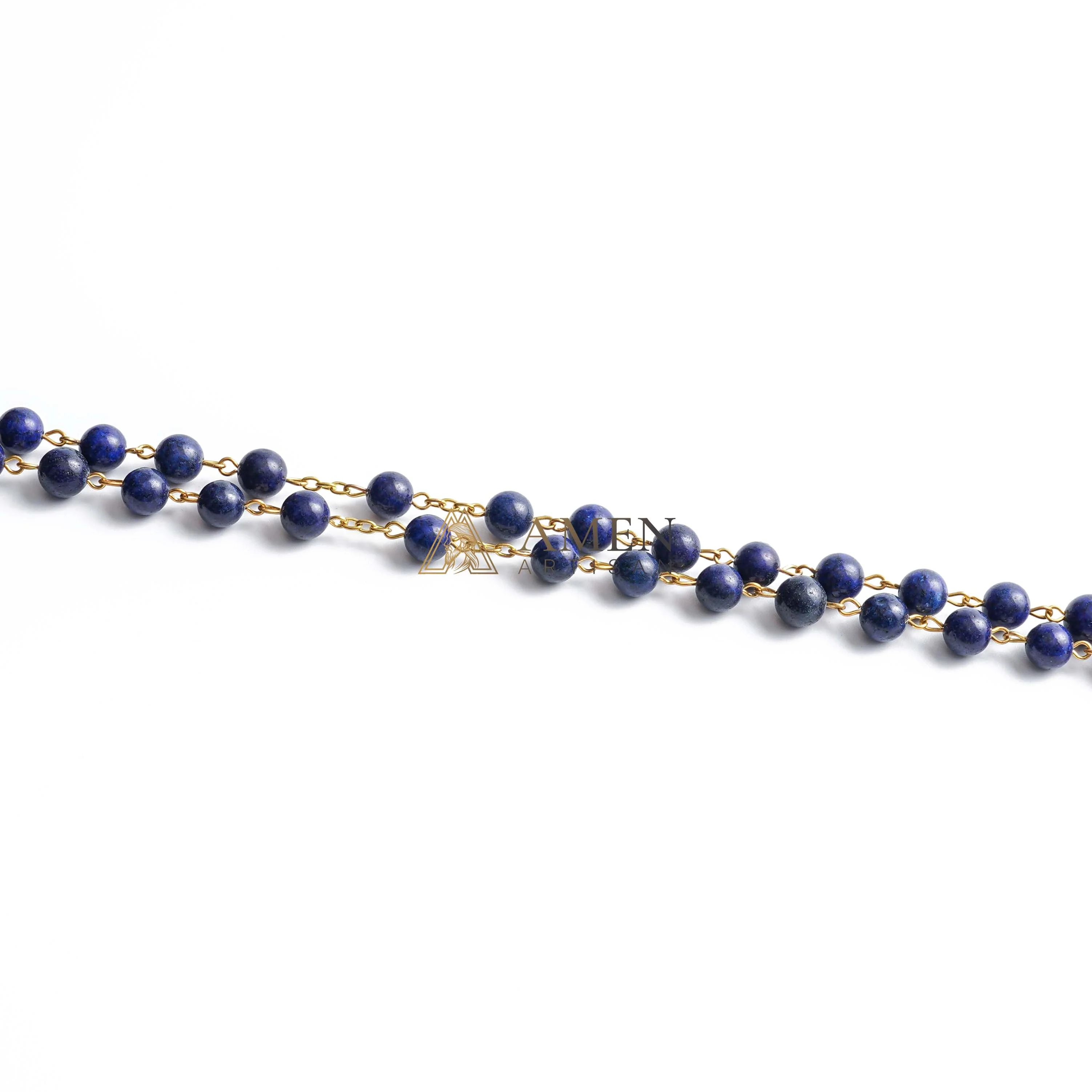 Lapis Lazuli The Holy Face of Jesus Rosary Amen Artisan - Image 3