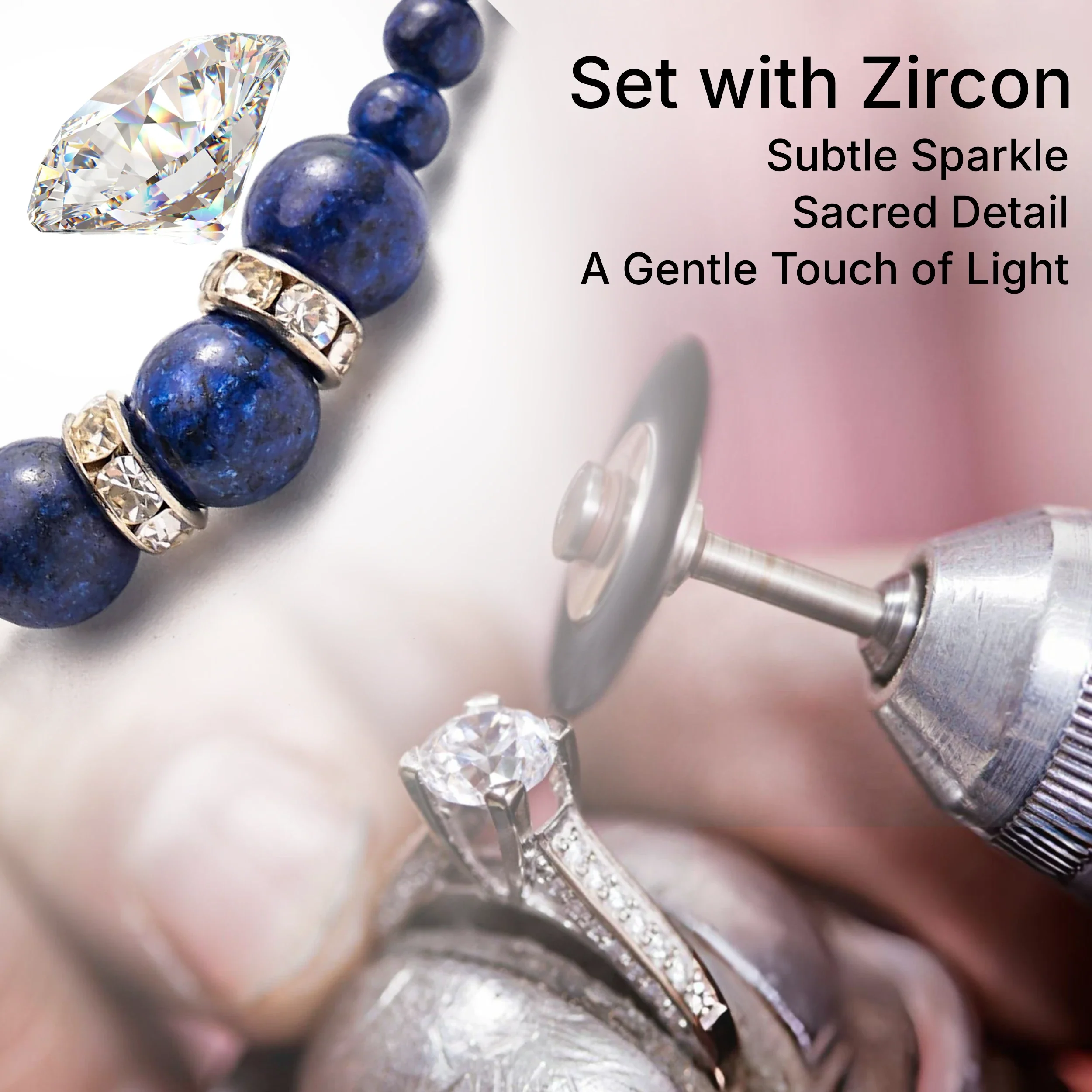 Lapis Lazuli Zircon Enamel Divine Mary of the Heart Blue Beads Crucifix Stretch Bracelet Amen Artisan - Image 3