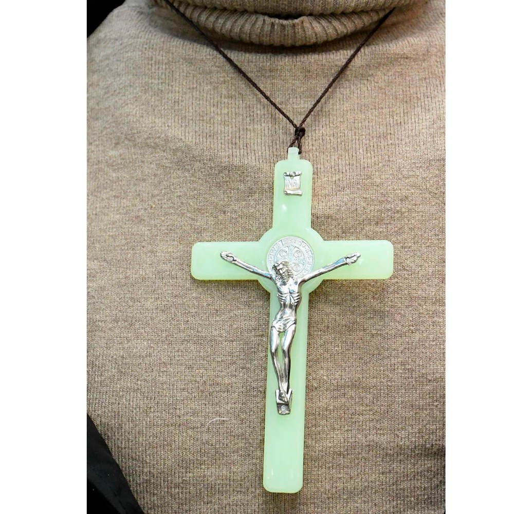 Large Glow In The Dark Crucifix Cross Necklace Amen Artisan - Image 5