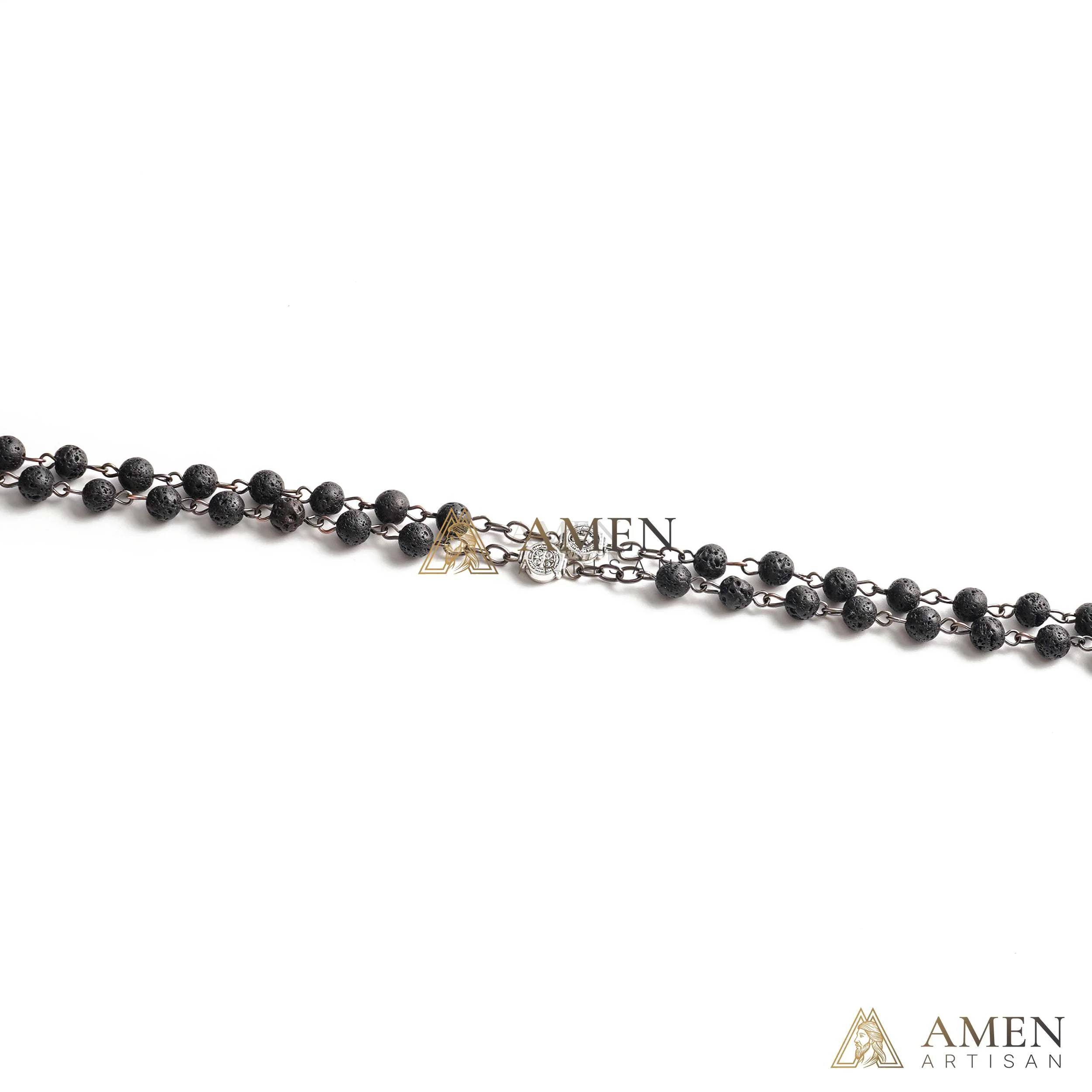 Lava Stone Our Lady of Guadalupe Medal Rosary Amen Artisan - Image 6