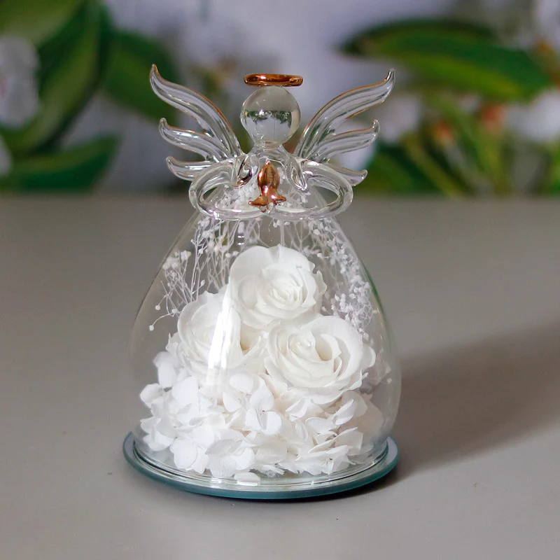Little Angel Glass Dome with Preserved Rose Amen Artisan - Image 13