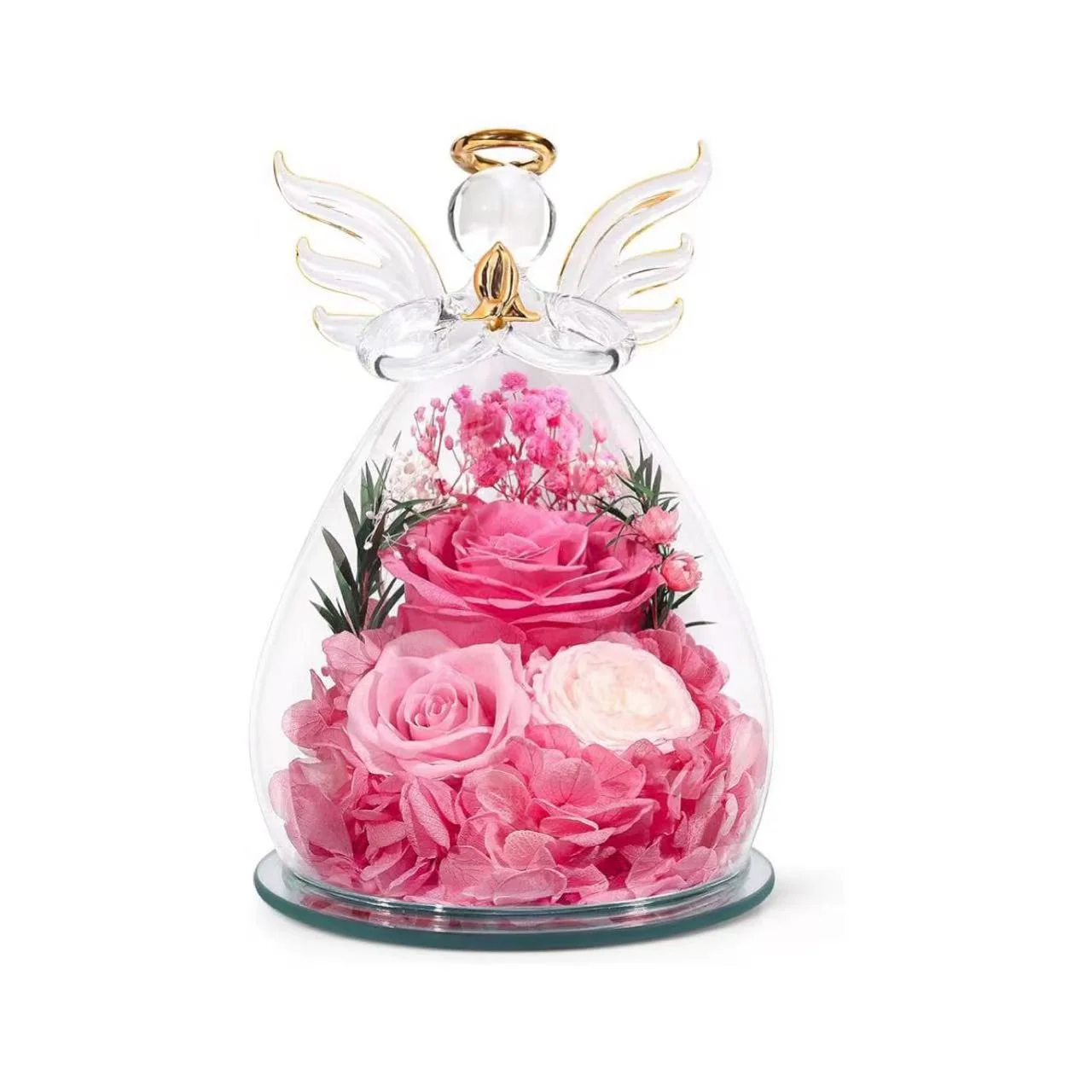Little Angel Glass Dome with Preserved Rose Amen Artisan - Image 2