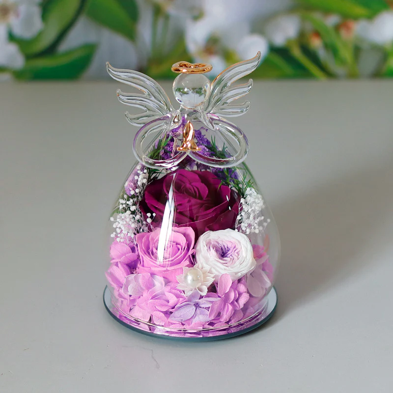 Little Angel Glass Dome with Preserved Rose Amen Artisan - Image 22