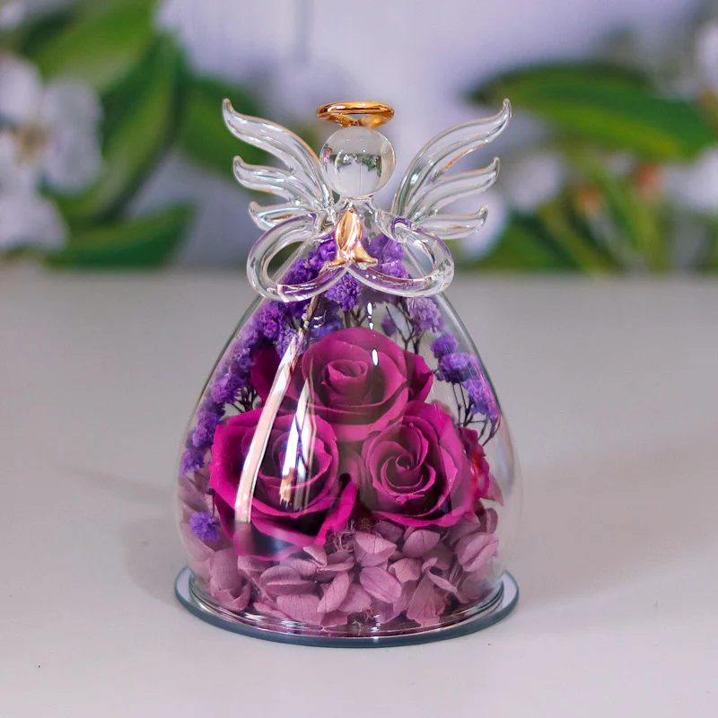 Little Angel Glass Dome with Preserved Rose Amen Artisan - Image 9