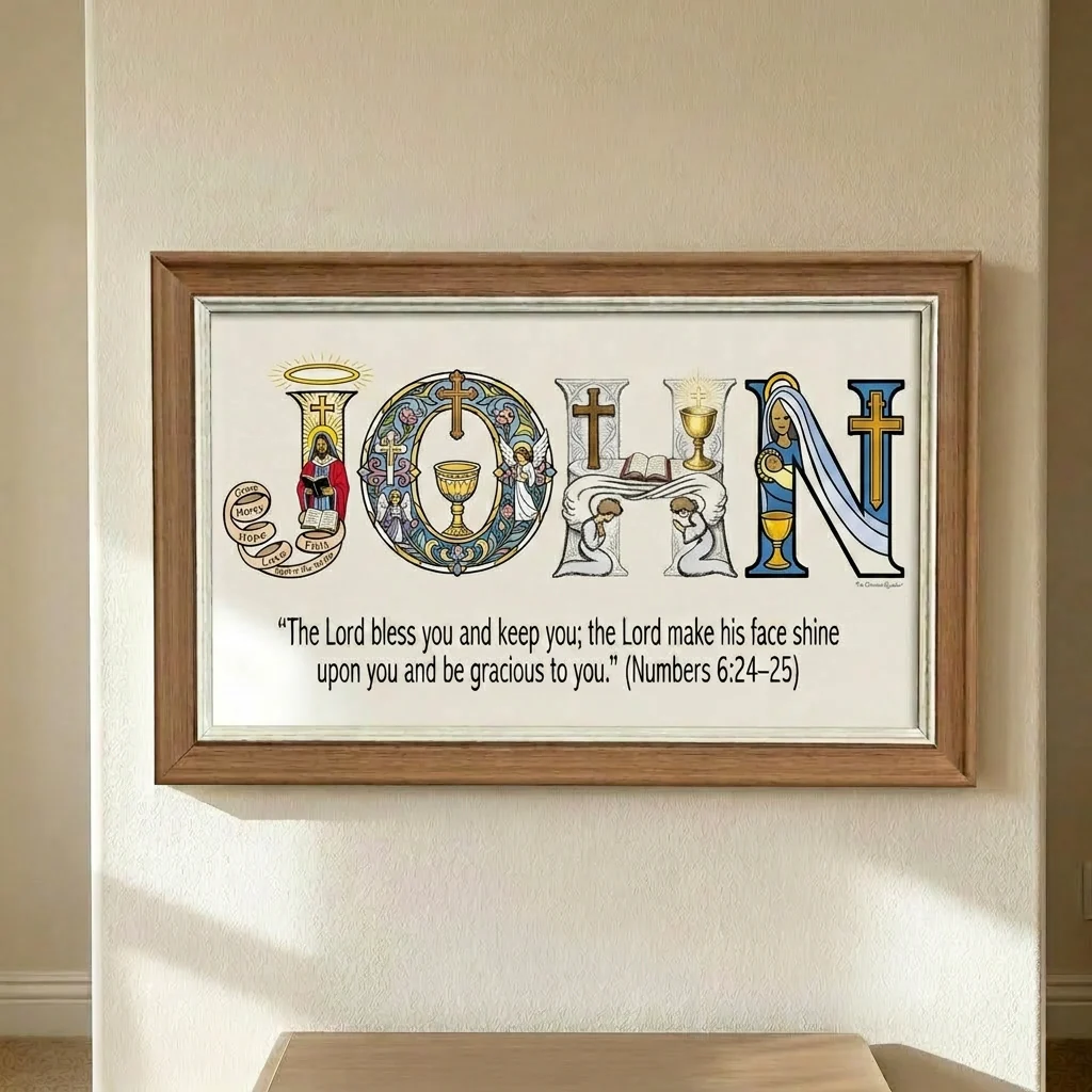 Personalized Faith Name Art Frame  – Baptism & First Communion  | Amen Artisan - Image 5