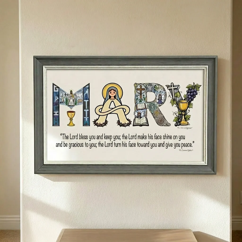 Personalized Faith Name Art Frame  – Baptism & First Communion  | Amen Artisan - Image 6