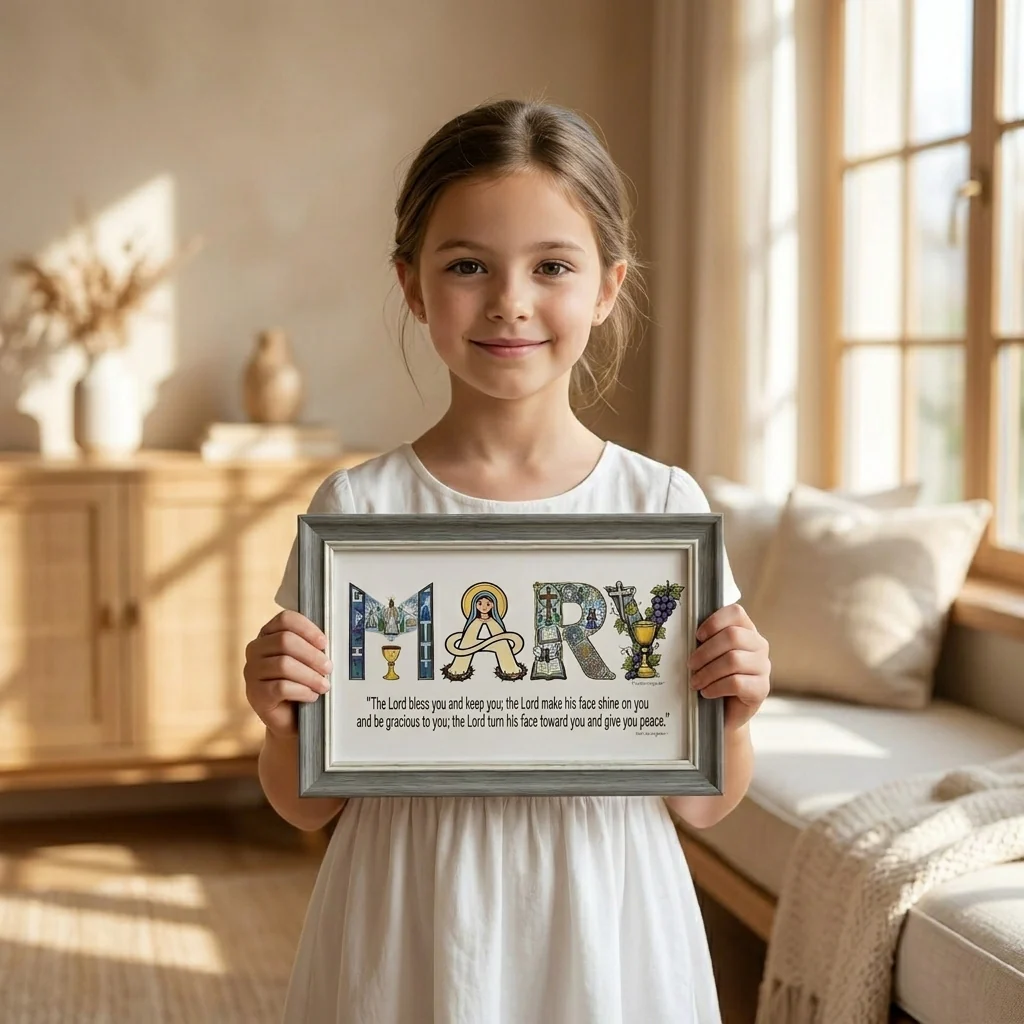Personalized Faith Name Art Frame  – Baptism & First Communion  | Amen Artisan - Image 9