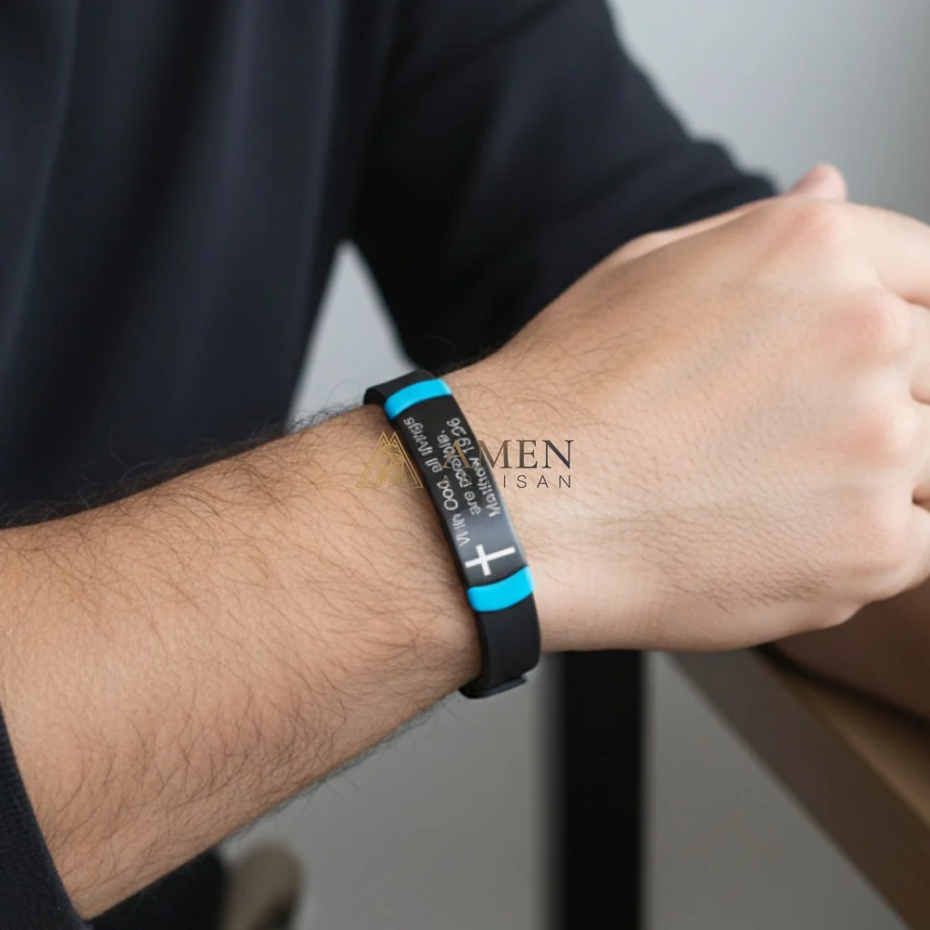 Matthew 19:26 Scripture Cross Glow Bracelet Amen Artisan - Image 3