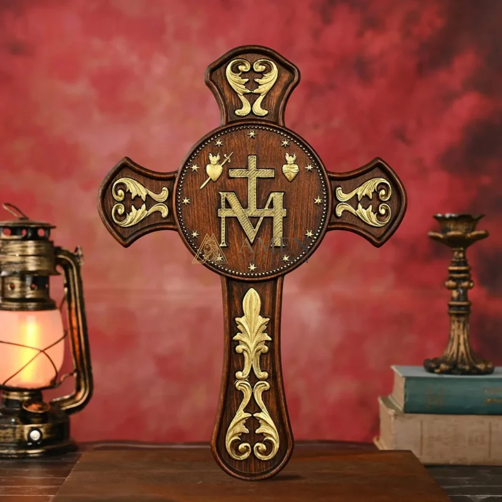 Miracle Medal Wood Carving Amen Artisan - Image 2