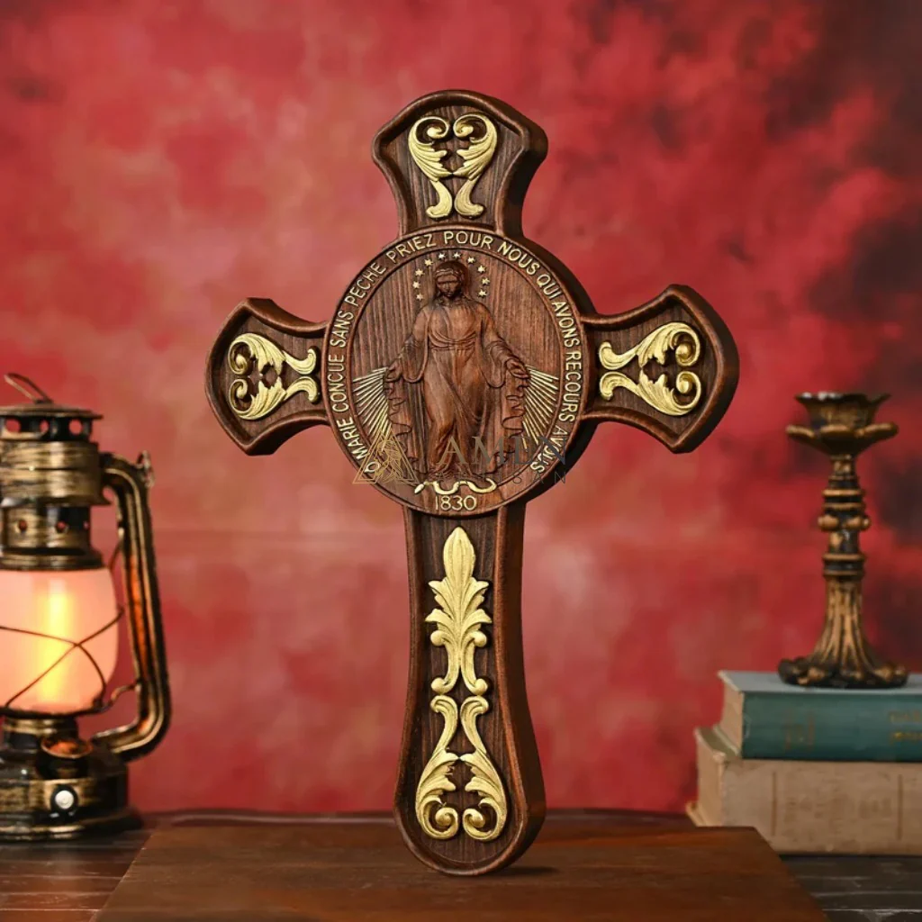 Miracle Medal Wood Carving Amen Artisan - Image 4