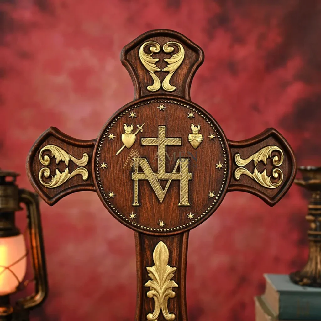 Miracle Medal Wood Carving Amen Artisan - Image 7