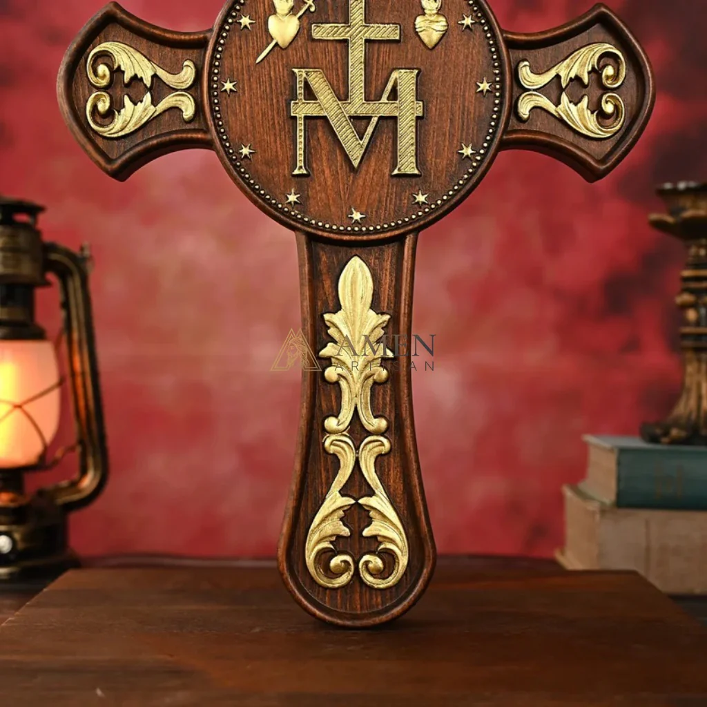 Miracle Medal Wood Carving Amen Artisan - Image 8