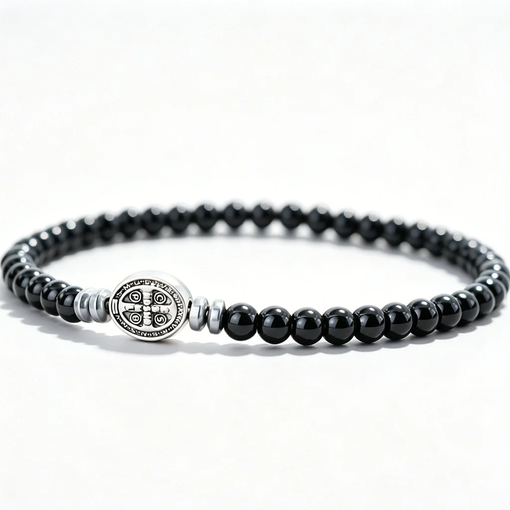 Multicolor Natural Stone St. Benedict Bracelet with Double-Sided Medal - Image 14