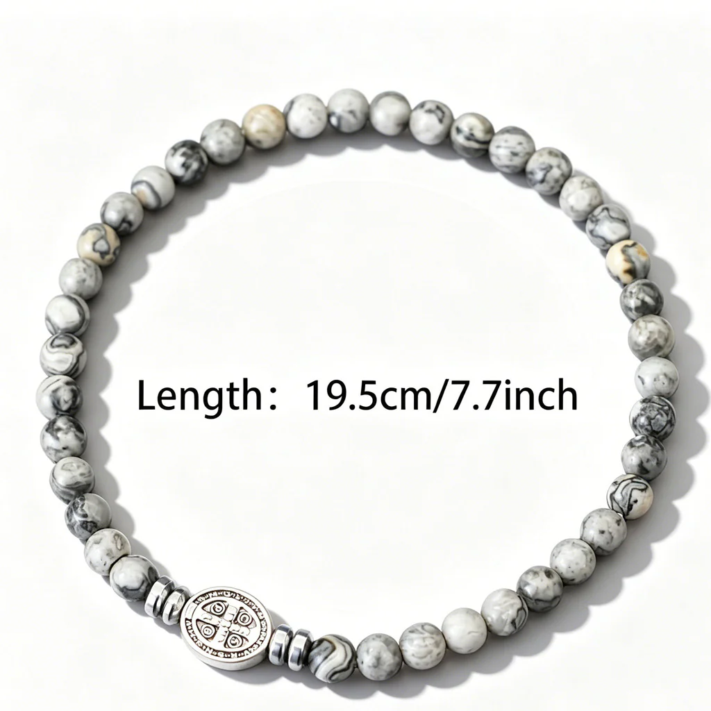 Multicolor Natural Stone St. Benedict Bracelet with Double-Sided Medal - Image 17