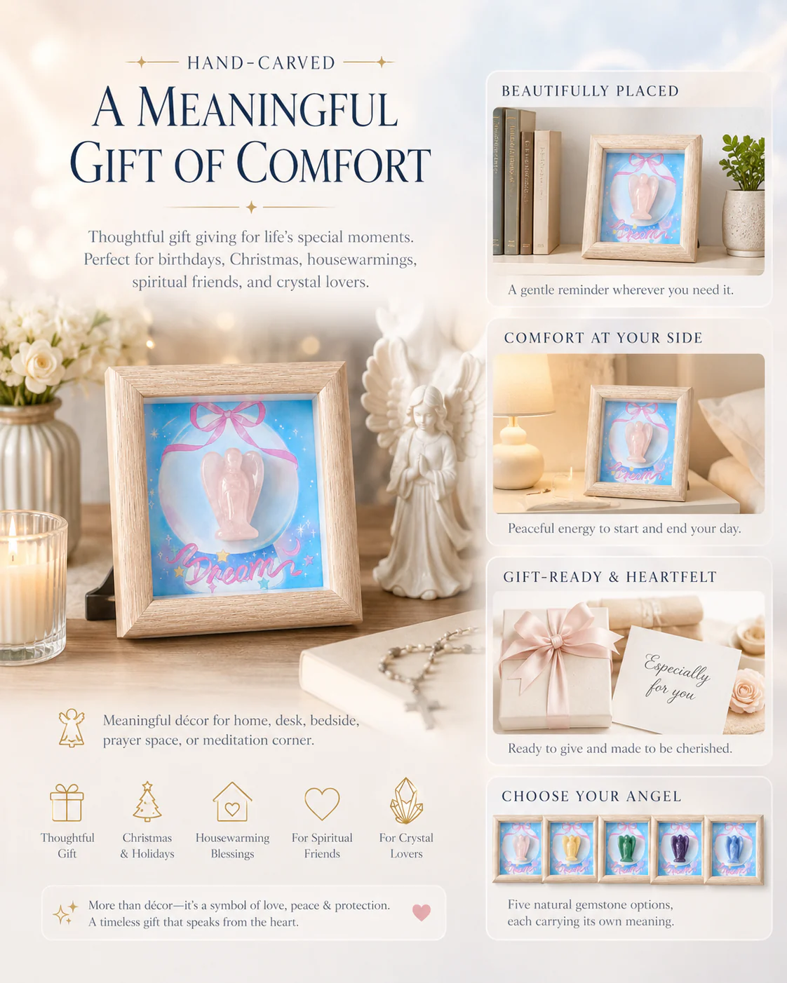 Hand-Carved Crystal Angel Frame – Peace, Guidance & Protection |  Amen Artisan - Image 58
