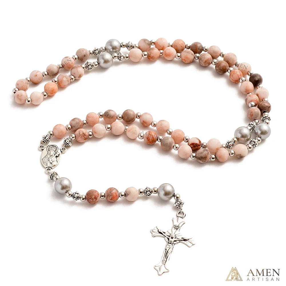 【Deal Today】Natural Pink Zebra Jasper Rosary - Image 2