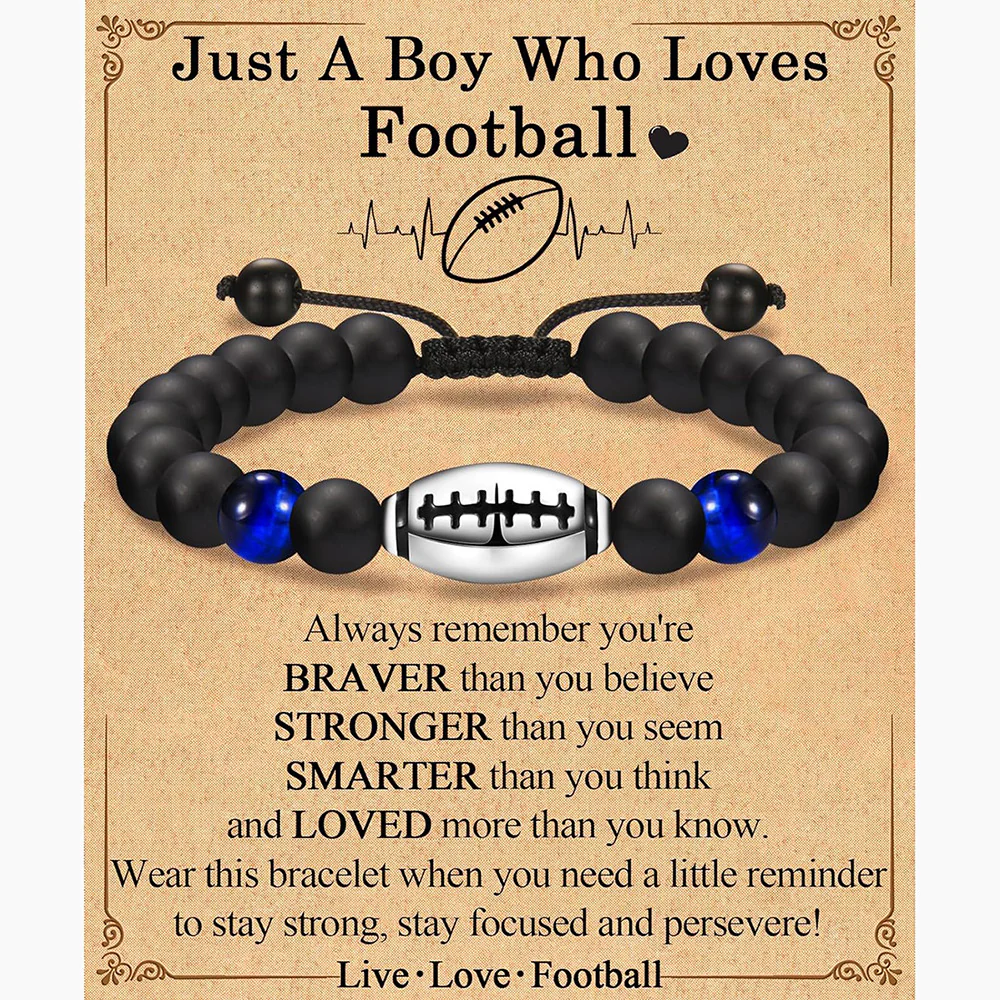 Natural Stone Bead Football Braided Bracelet Amen Artisan - Image 10