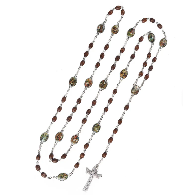 Natural Wood Beads Crucifix Rosary Amen Artisan - Image 2