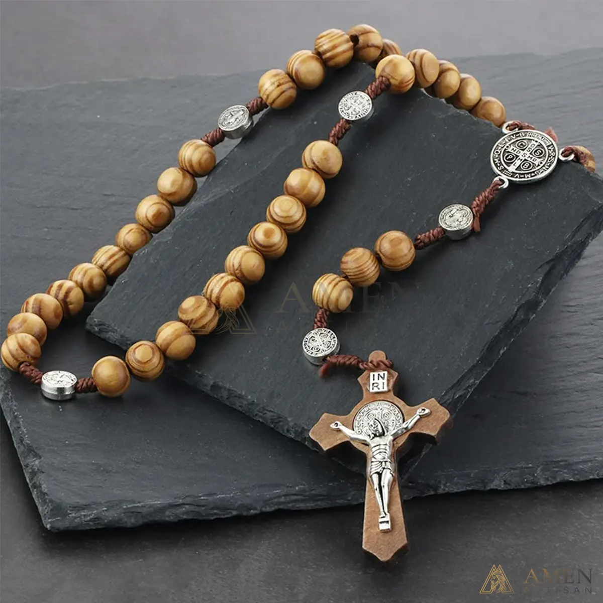 Nature Wood Rosary Amen Artisan