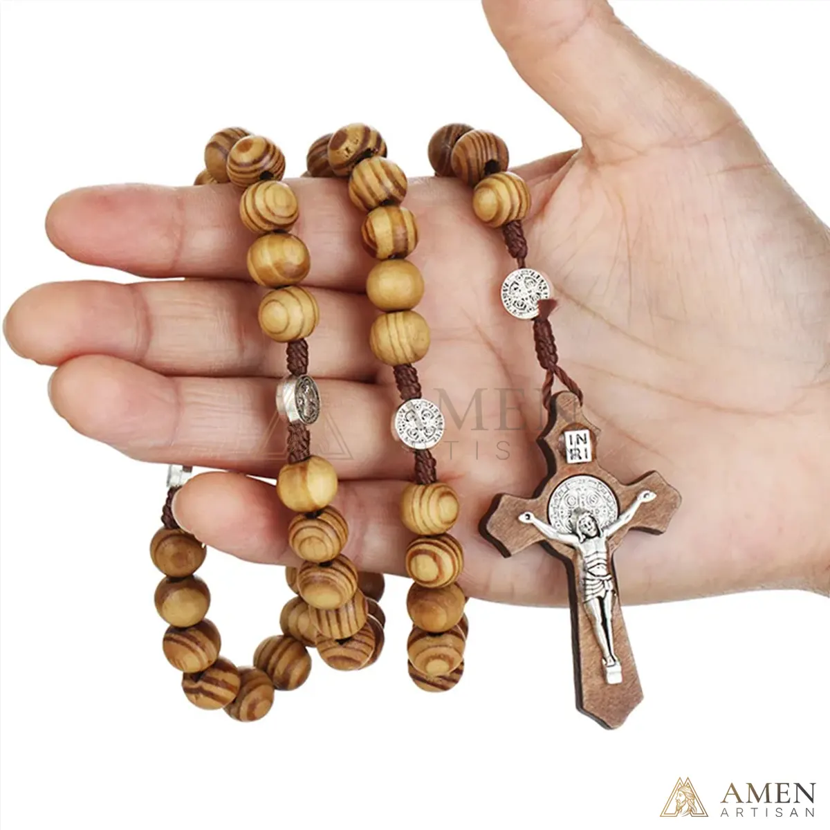 Nature Wood Rosary Amen Artisan - Image 2