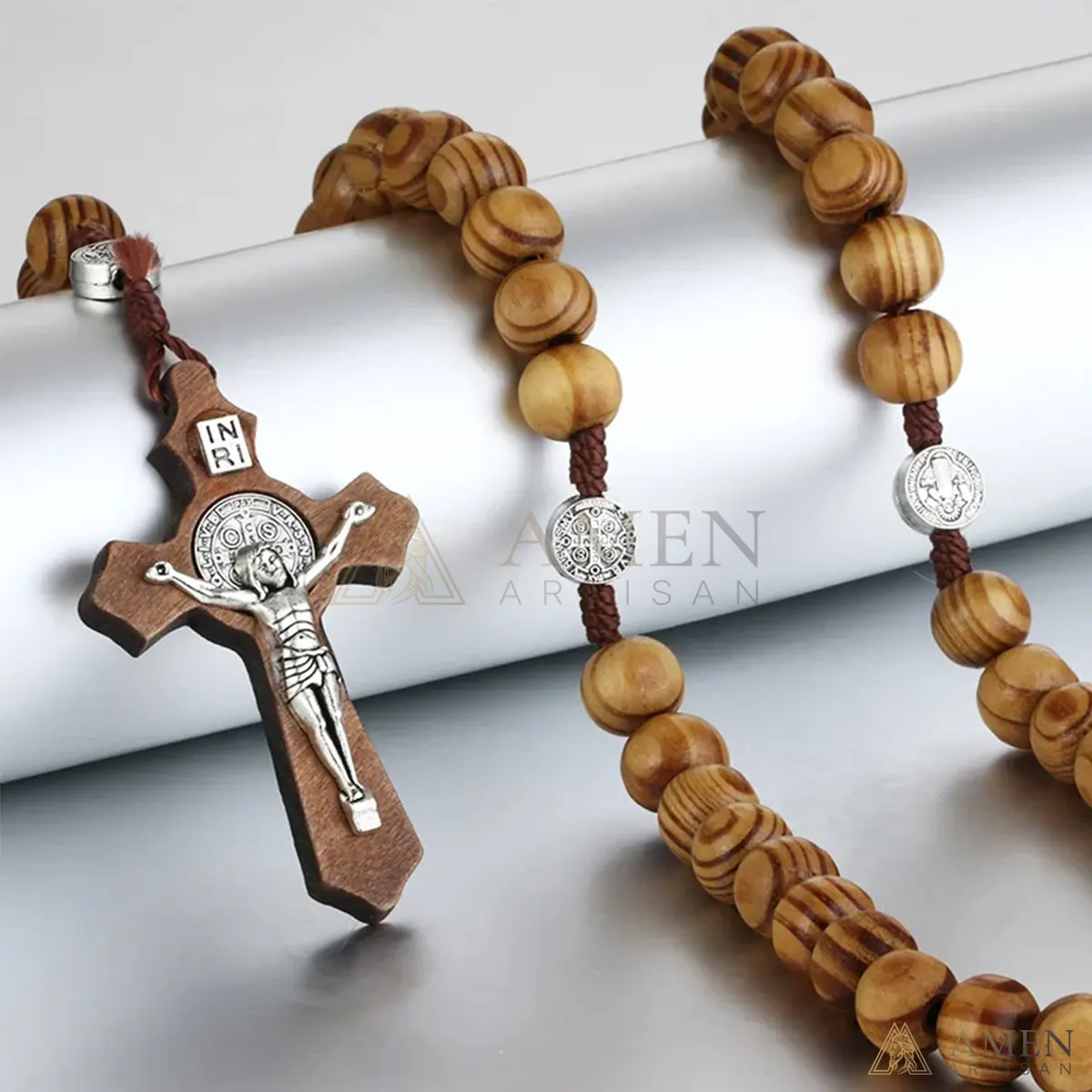 Nature Wood Rosary Amen Artisan - Image 3