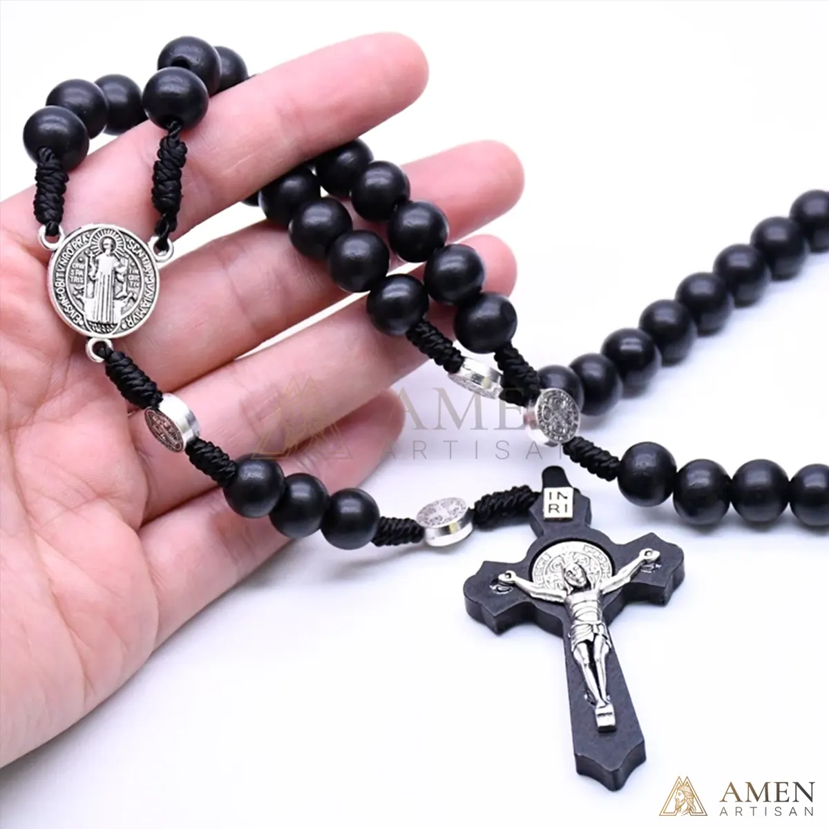 Nature Wood Rosary Amen Artisan - Image 4