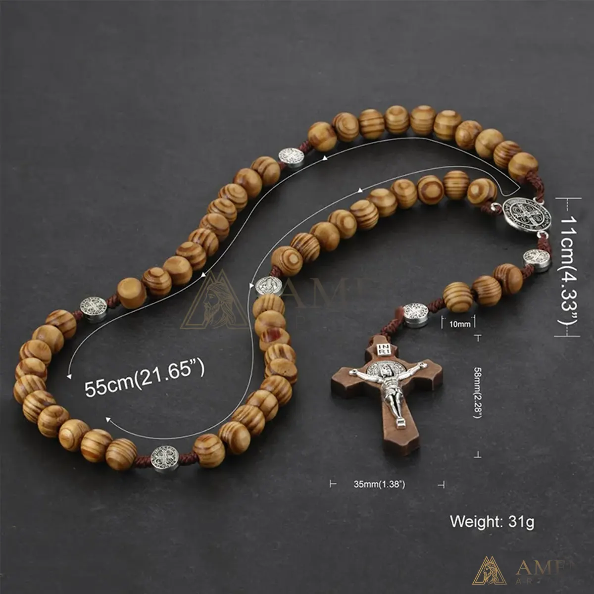Nature Wood Rosary Amen Artisan - Image 5