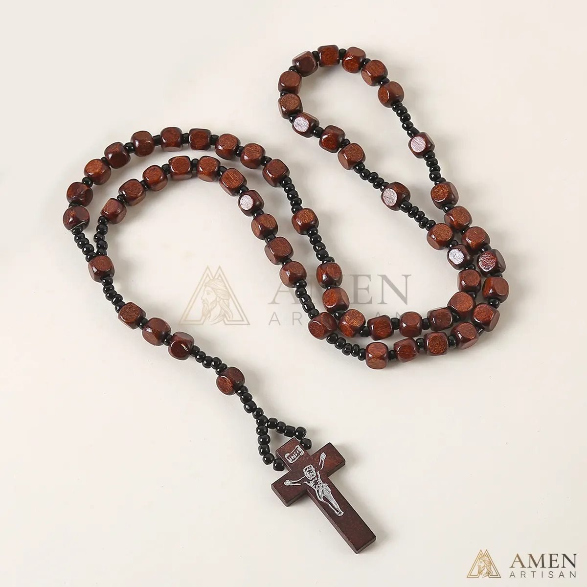 Nature Wood Rosary Amen Artisan - Image 3