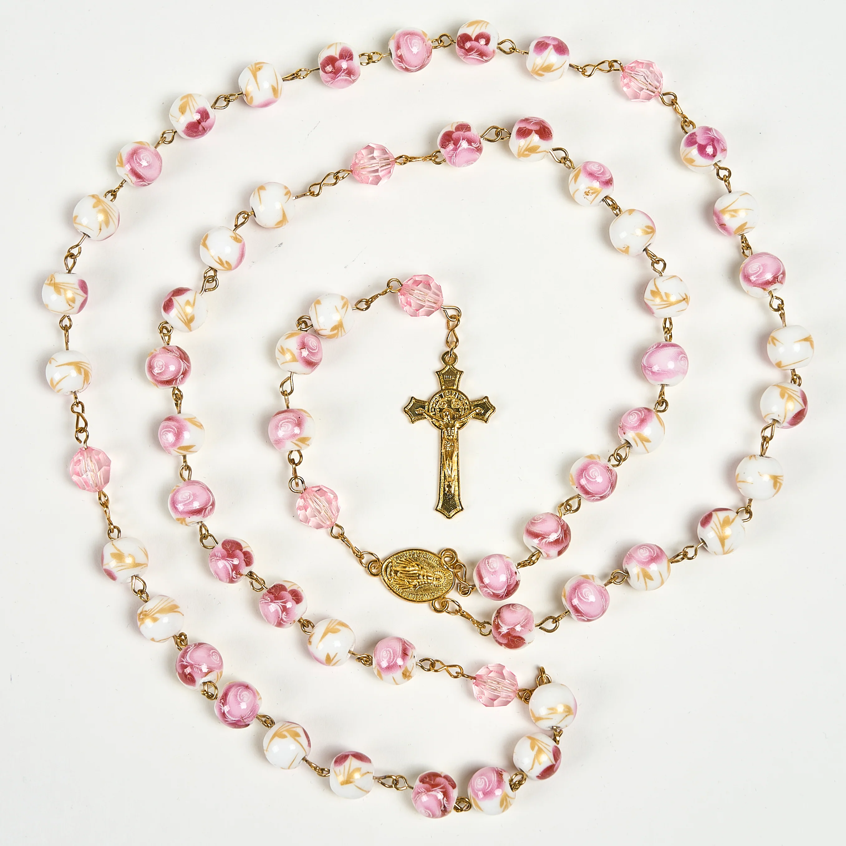 Pink Floral Ceramic Rosary - Image 4