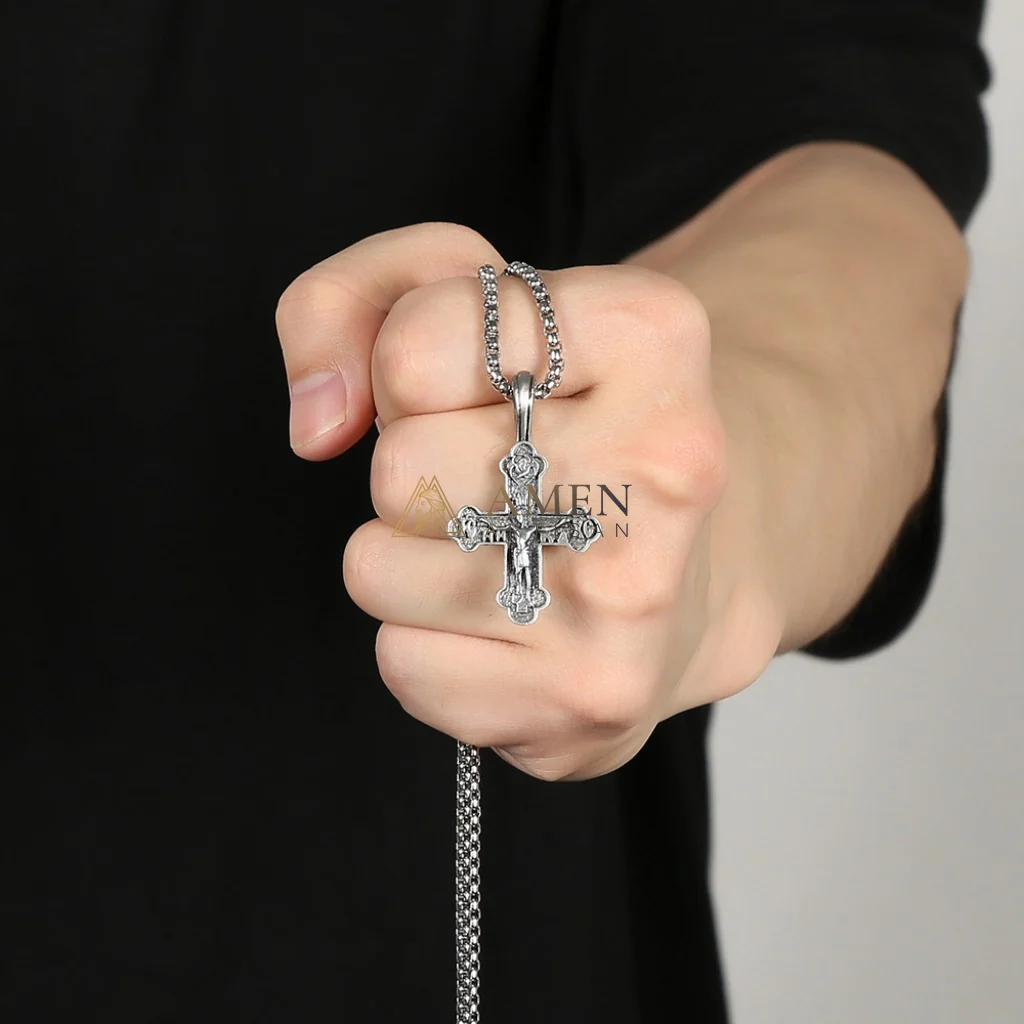 Orthodox Crucifix Pendant Necklace Amen Artisan - Image 3