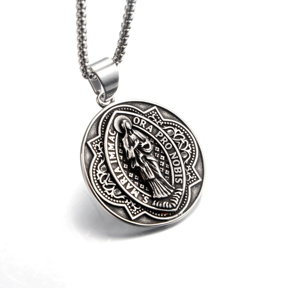 Our Lady of Fátima Ancient Silver and Gold Metal Necklace Amen Artisan - Image 2