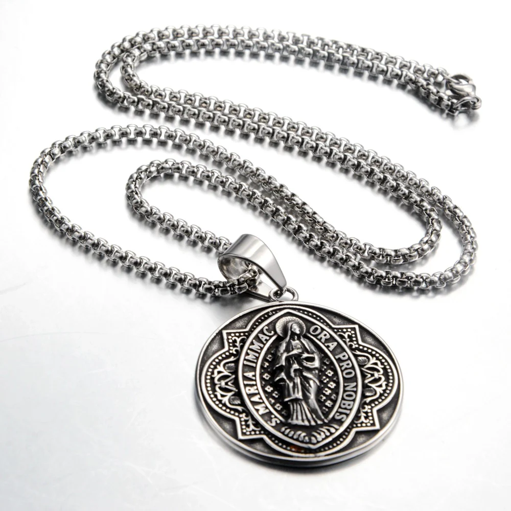Our Lady of Fátima Ancient Silver and Gold Metal Necklace Amen Artisan - Image 4