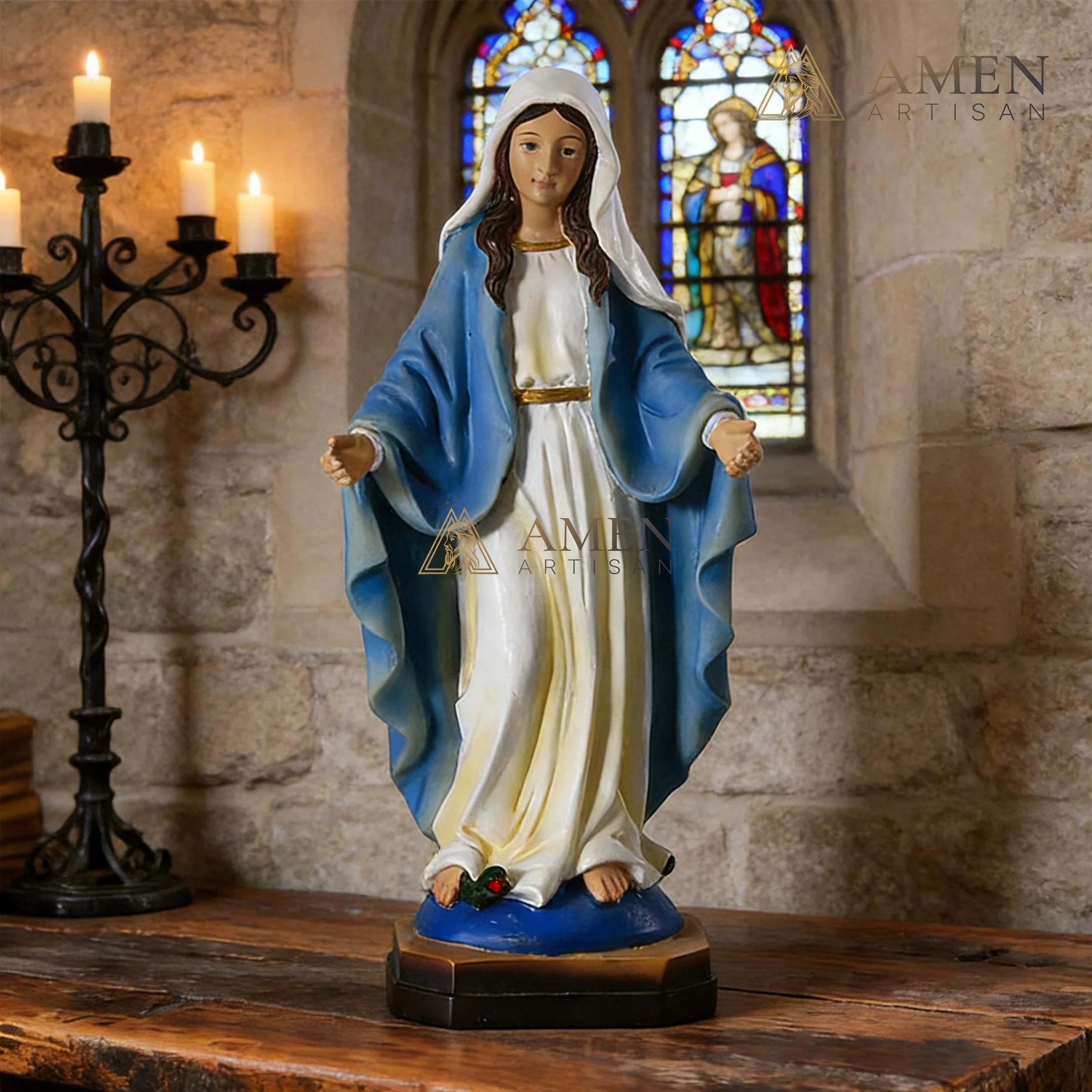 Our Lady of Grace Statue Amen Artisan - Image 4