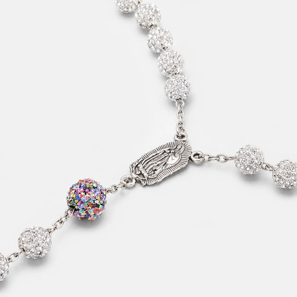 Our Lady of Guadalupe Five-Decade Rosary with Rhinestone-Covered Beads — Devotion | Amen Artisan® - Image 4