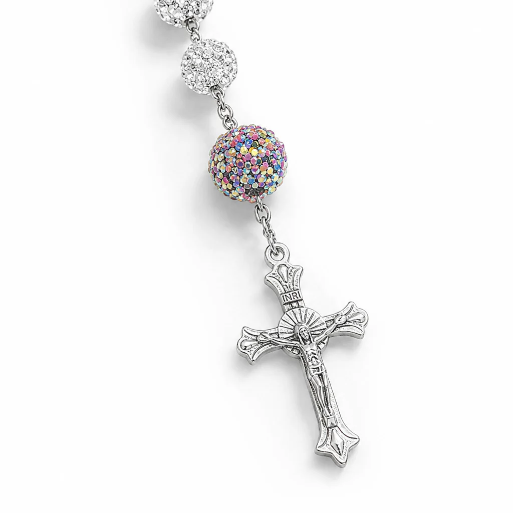 Our Lady of Guadalupe Five-Decade Rosary with Rhinestone-Covered Beads — Devotion | Amen Artisan® - Image 5