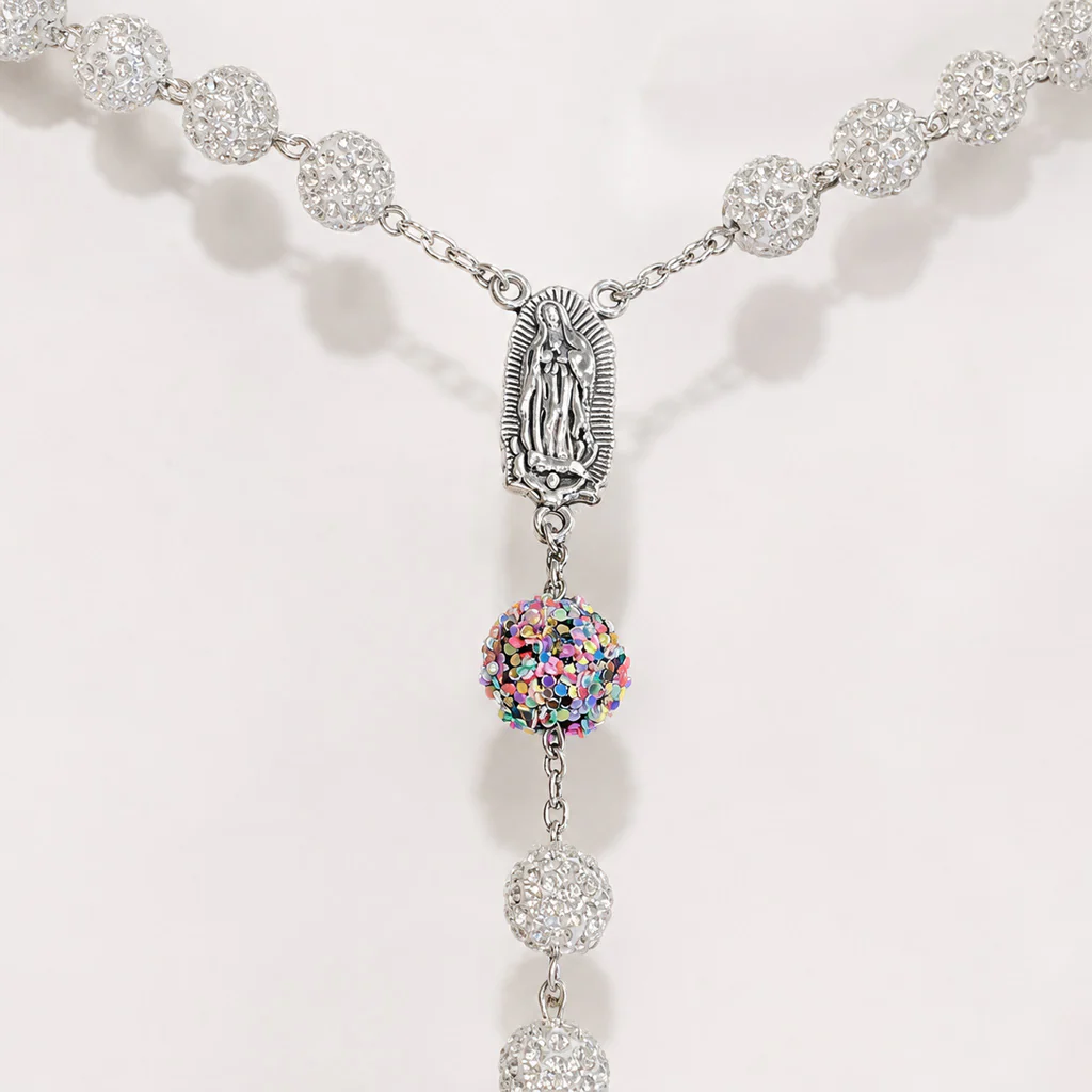 Our Lady of Guadalupe Five-Decade Rosary with Rhinestone-Covered Beads — Devotion | Amen Artisan® - Image 8