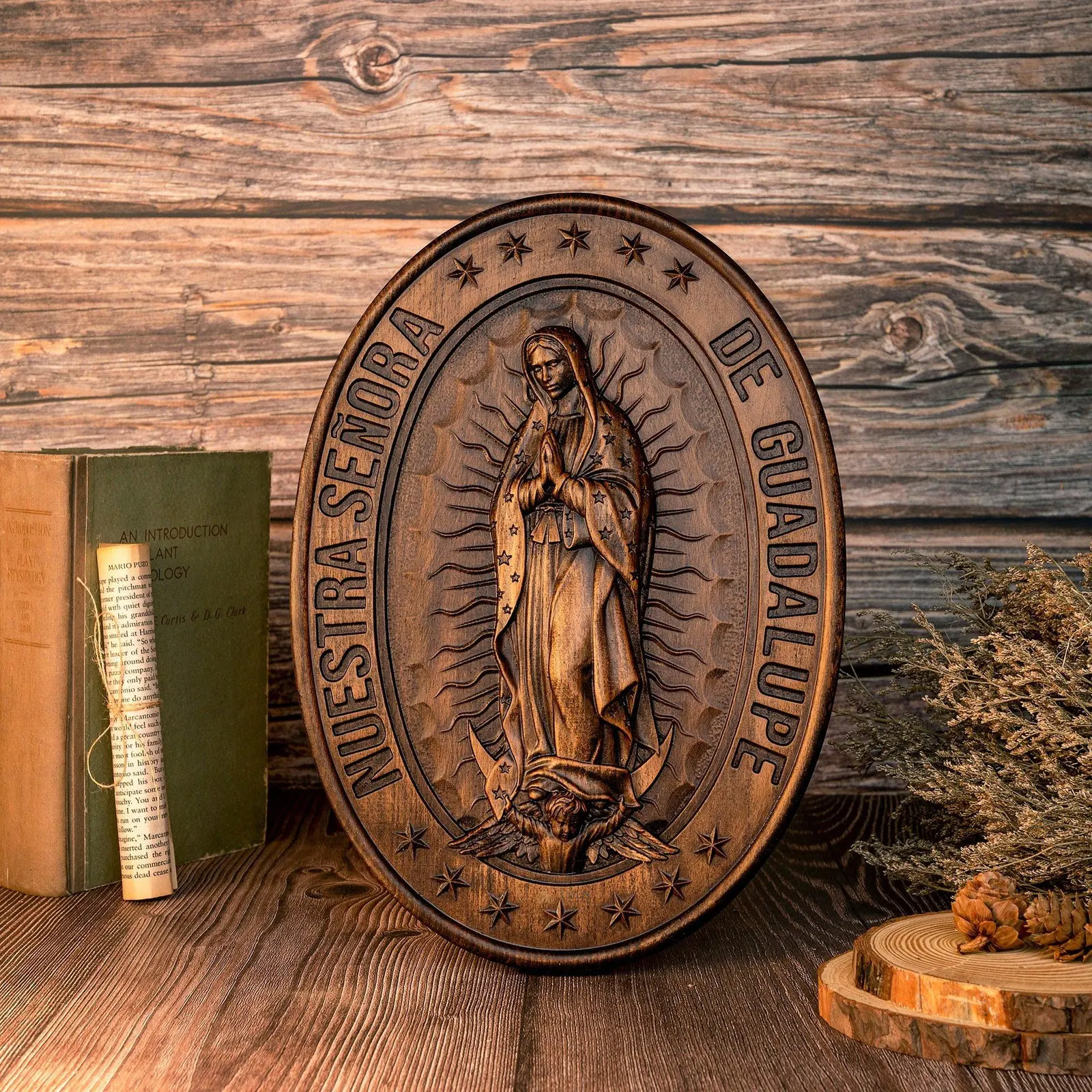 Our Lady of Guadalupe Wood Carving Amen Artisan - Image 5