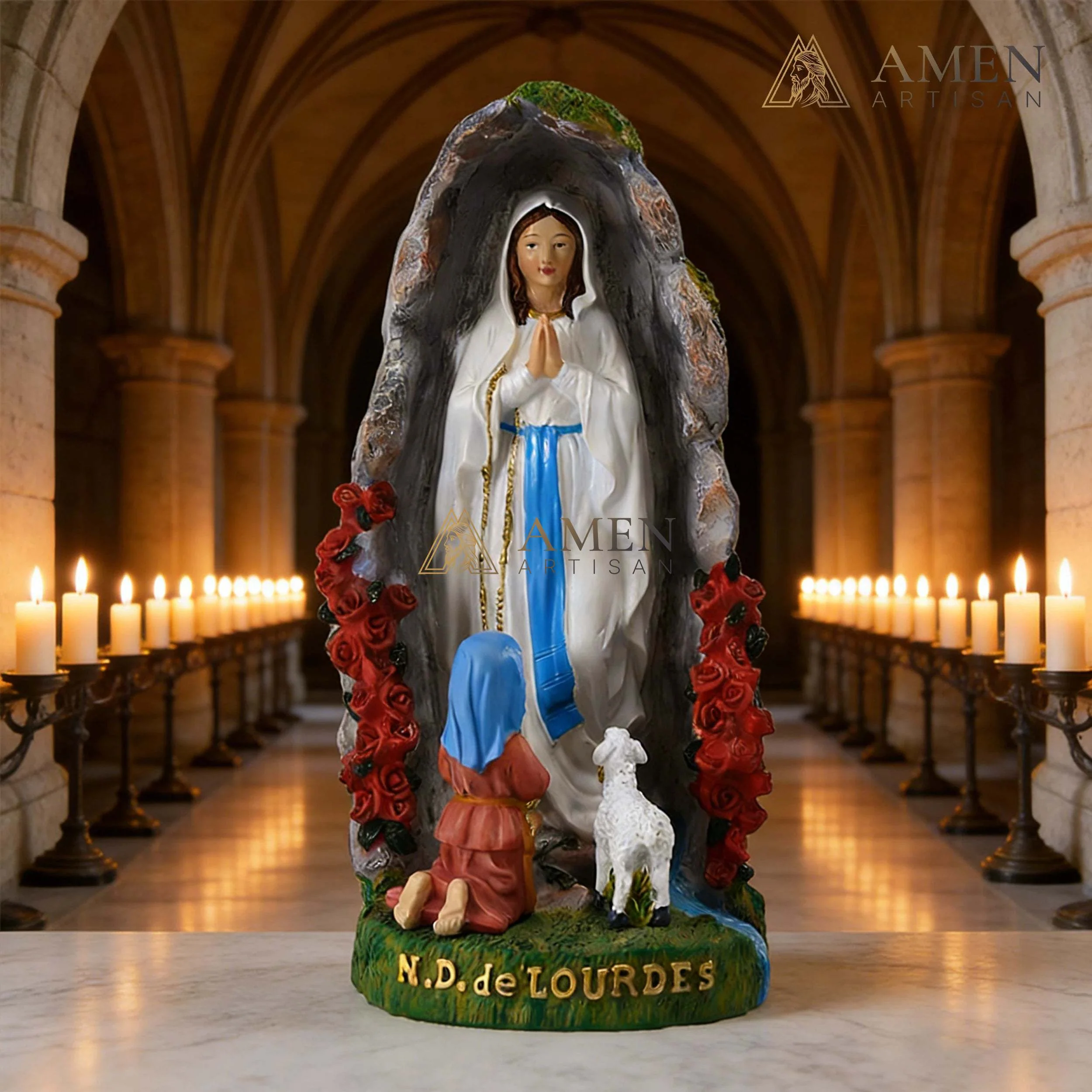 Our Lady of Lourdes Statue Amen Artisan - Image 2